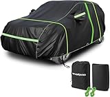 Autoabdeckung Vollgarage SUV - Auto Abdeckplane Abdeckplane für Winter Outdoor & Indoor - wasserdichte Autogarage PEVA Reißverschluss und Reflexionsstreifen - Autoabdeckung 0utdoor L 485*190*180 CM