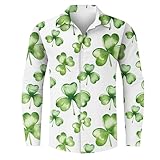 Herren-Glitzer-Shirt, locker und trendig, 3D-Druck, langärmelig, Herren-Top, weiß, M