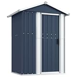 Utiny Gerätehaus mit Schiebetür 126x97,5x177 cm Stahl Geräteschuppen Garten Schuppen Poolzubehör Gartengeräte Gartenhaus (Anthrazit)