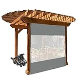 Wasserdichte Außenvorhängeplane mit transparenten PVC-Seitenpaneelen, grau, 4 x 2,7 m, ideal für Pergolen, Veranda und Pavillons, inkl. Ringe und Bungee Kugeln