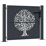 vidaXL Gartentor, Gartentür mit Baum-Design, Abschließbar Hoftor Eingangstor für Garten Terrasse Terrasse, Tor Zauntor Gartenpforte, Anthrazit 105x80 cm Stahl