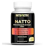 NattoActive - Nattokinase Green Naturals Vitamin K2 MK7 + Monakoline K 60 Kapseln, Ökologisch Natto Starter, Naturkur, Same Kapseln, non-GMO, Sojabohnen, Soja Tabletten - Nattokinase Tabletten
