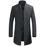 YOUTHUP Herren Mantel Slim Fit Winter Wollmantel Dicker Langer Übergangsmantel Frühling Freizeit Wintermantel, Grau (Stil 2), XL