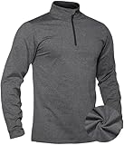TACVASEN Herren Fleecepullover Winter Warme 1/4 Zip Langarm Sport Shirt Laufshirt Ski Pullver Männer (L, Dunkelgrau)