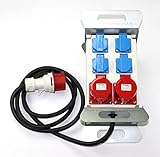 CEE Baustromverteiler Starkstrom Schuko Adapter Verteiler Tragegriff 4 x 230V 2 x 400 V 5-polig 16A IP44 Outdoor Baustellen, Caravan, Wohnmobil, Wohnwagen, Festzelte solartronics SP-A6Mc-P015