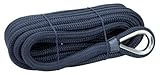PONTTOR Ankerleine mit NIRO Kausch Bootsseil Bootsleine Tauwerk Seil Leine Festmacher Polyester doppelt geflochten für Anker Bootsanker Marineblau Größe 12 mm x 7 m