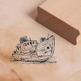 Dekolando Motivstempel Schiffswrack - Stempel Schiff Wrack Holzstempel Scrapbooking - Abdruck 58 x 38 mm