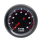 Mulcort Drehzahlmesser für Auto, Geschwindigkeitsmesser 8000 U/min, Drehzahlmesser, 55 mm Durchmesser, für benzinbetriebene Motoren mit 1 bis 8 Zylindern