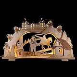 Erzgebirge Palast Saico 3D-Schwibbogen DREI Haselnüsse für Aschenbrödel Natur - 70x41 cm