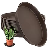 MUKLEI 15 Stück 30 cm Pflanzenuntertassen, Kunststoff-Pflanzschalen, 30 cm Kunststoff-Blumentopf-Untersetzer, Abtropfschalen, Blumentopf-Tablett für Innen- und Außenbereich, Dunkelbraun