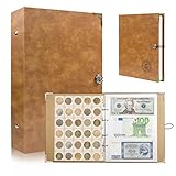 360 Taschen Münzsammlung Münzalbum Münzen Aufbewahrung für Sammler, JC-Houser Taschenalbum Sammelalbum Pressed Penny Album Münzenalbum für 2 Euro Münzen Braun