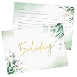 BETESSIN 12x Einladungkarten Geburtstag - Hochzeitseinladungskarten mit Blätter Design - Elegante Einladungkarten für Hochzeit, Standesamt, Geburtstag, Konfirmation, Kommunion, Taufe, Jugendweihe