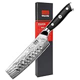SHAN ZU Kochmesser Nakiri Küchenmesser Profi Messer 16.5 cm Allzweckmesser Damaskus Edelstahl Extra Scharfe Messerklinge mit ergonomischer Griff Exquisiter Geschenkverpackung