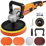 HYCHIKA Poliermaschine Auto 1580W, Auto Politur Set, Autopoliermaschine, Polishing Machine mit Variable 6-Gang-Kontrolle, Motor aus reinem Kupfer, mit 180mm Polierpad, Polierset für Boot KFZ