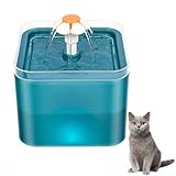 YPDOPORA 67Oz/2L Katzentrinkbrunnen, Automatischer Trinkbrunnen Für Katzen Und Hunde Mit Leiser Pumpe, Katzenwasserspender Mit LED-Licht, 3 Wasserausgabemodi,Grün