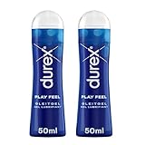 Durex Play Feel Gleitgel auf Wasserbasis - Leichtes, seidiges Gleitmittel für gefühlsechtes Empfinden in der praktischen Dosierflasche, (2 x 50 ml), 100 ml
