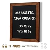 4 THOUGHT Kleine Kreidetafel, 30,5 x 40,6 cm, magnetische Kreidetafel für Wände, Holzrahmen, Kreidetafel, Schild für Küche, Zuhause, Café, Schule, Hochzeit, Menü, mit 1 Marker, 4 Magneten, rustikales
