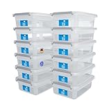 ATHLON TOOLS 12x 1L Aufbewahrungsboxen mit Deckel klein – 100% Neumaterial - transparent - BPA Frei – stapelbare Behälter – graue Verschlussclips – nahezu Luftdicht - Organizer