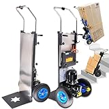 WhFKLca Elektrischer Treppensteiger Sackkarre - Treppen Hoch Und Runter, Arbeitssparende Sackkarre Mit Teleskopgriff, BüRstenloser 1200-W-Motor, Abnehmbarer 48-V/36-Ah-Akku, 400-Kg-Last