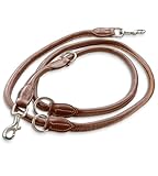 Premium Leder Hundeleine 2,0m - Hunde Lederleine mit Messing-Karabiner - Echtleder Leine mehrfach verstellbar Dexter (Cognac Braun)