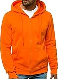 OZONEE Herren Kapuzenpullover Sweatjacke Sweatshirt Farbvarianten Kapuzenjacke Kapuzenpulli mit Reißverschluss Langarm Hoodie Sport Style Casual Fitness Training Basic 02B ORANGE L