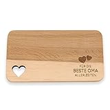 Spruchreif | Holzbrett mit Gravur 'Beste Oma aller Zeiten' | Geschenkidee für Oma | Geschenk für Oma zum Muttertag | Frühstücksbrettchen mit Herzausschnitt