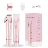 Intimrasierer für Frauen - 2in1 Intimrasierer mit Runde & Flachkopf - IPX7 Wasserfest Rasierer für Bikini-Haut, USB Aufladbar mit LED Display für Genaues Rasieren (Rosa)