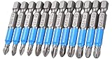 Fixinus 12-teiliges Kreuzschlitz-Pozidriv-Schraubendreher-Bit-Set, magnetisch, 1/4-Zoll-Sechskantschaft, Kreuzschlitz-Antriebsbit, Power-Bohrer PZ1, PZ2, PZ3, PH1, PH2, PH3-50 mm Länge