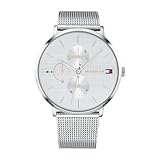 Tommy Hilfiger Multi Zifferblatt Quarz Uhr für Damen mit Silbernes Edelstahl-Mesh-Gliederarmband - 1781942