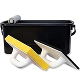 Kronen Hansa Waschset für Fliesenleger (3-teiliges Fliesenwaschset - 10 Liter Fliesen-Wascheimer mit Rollenaufsatz, Fliesenwaschbrett, Fliesenfugbrett 280 x 140 mm, Made in Germany)