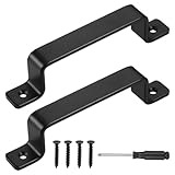 JIZZU 2 Stück Vintage Gusseisen Türgriffe 190 x 25 mm, Türgriffe Schwarz mit 4 Schraube für Tore, Scheunen und Schuppen Türen