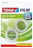 tesafilm eco & clear - Umweltfreundliches Klebeband - Klebestark, lösungsmittelfrei und alterungsbeständig - 10 m x 15 mm - 2er Pack
