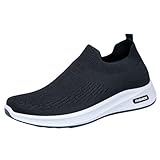Herren-Sneaker, lässig, sportlich, minimalistisch, rutschfest, Sneaker, Sicherheit, leicht, klassisch, breit, speziell für Trekking, Fitnessstudio, Jogging, Schwarz , 39 EU