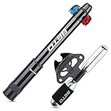 Mini-Fahrradpumpe mit CO2-Inflator, Dual-Modus-Handpumpe/CO2-Ventil, tragbare Fahrradreifenpumpe, patentiert, automatisches Umschalten, Doppelkopf, passend für Presta/Schrader, CO2-Kartuschen im