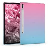 kwmobile Schutzhülle kompatibel mit Samsung Galaxy Tab S6 - Hülle Silikon - Tablet Cover Case - Zwei Farben Pink Blau Transparent