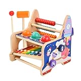 Buntes Holzspielzeug Xylophon – Musikinstrument-Set mit Schlägel, Hammerspielzeug für Kleinkinder | Entwicklungs-Xylophon für und Mädchen im Alter von 3–5 Jahren
