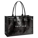 CRGANGZY Lässige Umhängetasche aus PVC mit großem Fassungsvermögen, Dupont-Papier-Tragetasche, Pendelhandtasche (schwarz) (Stil 1)