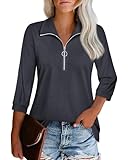 Datuhao Blusen Damen Elegant Büro Shirt 3/4 Arm Damen Stretch Wanderbluse Damen Langarm Tunika Bluse Damen Frühling Arbeitskleidung Frauen Blusen Modern Leichte Schicke Shirts Damen Shirtbluse