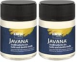 Kreul 91966 - Javana Stoffmalfarbe für helle und dunkle Stoffe, 50 ml Glas vanille, brillante Farbe auf Wasserbasis, pastoser Charakter, zum Stempeln und Schablonieren, nach Fixierung waschecht