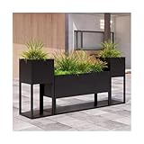 dP3sQ8mXjN Pflanzkasten für draußen Blumenkasten for den Außenbereich, Milchteeladen mit Zauntrennwand, rechteckiger Blumentrog, Blumenbeet