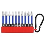 HPHOPE Professional Shockwave Bit Set 10tlg., Schrauber Bit Set Enthalten Torx Bits, Pozi Bits, Phillips Bits, Länge 50mm, mit Schlüsselanhänger