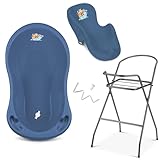 Baby Badewanne mit Gestell 4 Set TÜV Rheinland zertifiziert! Babybadewannen + Baby Badewannensitz +Abfluss + Gestell - Babywanne mit Ständer! Baby Pflegeset für Neugeborene.