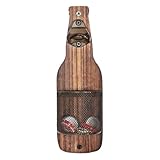 Wand-Flaschenöffner, Wandmontage, Bierflaschenöffner, Vintage-Küchenhelfer aus Holz mit Kappenfänger für Bierliebhaber, Geburtstag &