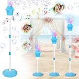 Joellfuner Automatische Seifenblasenmaschine, Elektronische Seifenblasenmaschine mit Lichtern und Abschaltbarem Sound, Seifenblasenmaschine Stehend mit 3 Höhen Verstellbar für Party Hochzeit (Blau)
