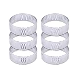 ZIHDKE 6 8 10 cm Edelstahl Tortenform Ring Törtchen Kuchen Mousse Formen Kekse Gebäck Kreisschneider Tortenring perforiert FüR Kuchen(6PCS 6CM)