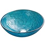 GJPDPZ Badezimmer-Waschbecken, modernes gehärtetes Glas, Waschbecken, rundes Aufsatzwaschbecken für Restaurant, Café, Club, Haus, Dessertladen, Blau, C, B-C