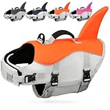 AMZNOVA Hai Schwimmweste Hund Hundeschwimmweste Hund Rettungsweste Schwimmwesten Schwimmhilfe für Schwimmhilfe Hai Auftrieb Flosse XS Leuchtendes Orange