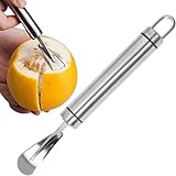 1Pc Silber Orangenschäler,Pomelo-Öffner aus Edelstahl,Orangenschäler zum Schnitzen von Früchten,Messer mit gebogener Kante,Grapefruitschäler,Obstschäler Küchenhelfer,Hobel and Reiben
