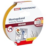 tesa Powerbond INDOOR - Doppelseitiges Montageband für den Innenbereich - beidseitig stark klebend, zur permanenten Befestigung - 5 m