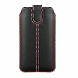 gtsk Universal Handy Tasche Schutz Hülle Etui Soft Case Sleeve schwarz-rot für Smartphones von 6,6-6,8 Zoll